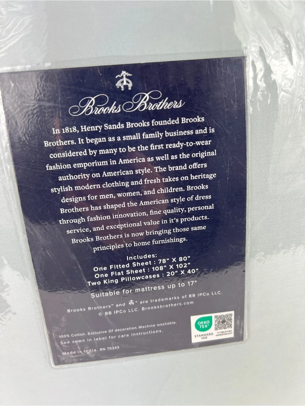 Brooks Brothers King Sheet Set Light Bluish Green 700 TC 100% Cotton 4 Pc NEW